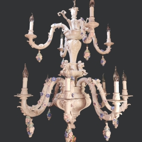 Старинная керамическая люстра в стиле Каподимонте